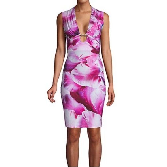 Roberto Cavalli Embellished Orchid-Print Dress NWT size XL $1995 - Picture 2 of 10